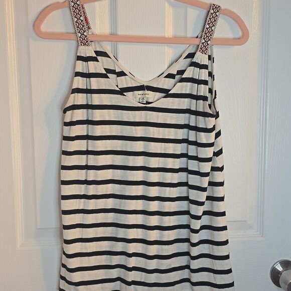 Boho Black and Ivory Striped Tank Top - Picture 1 of 6